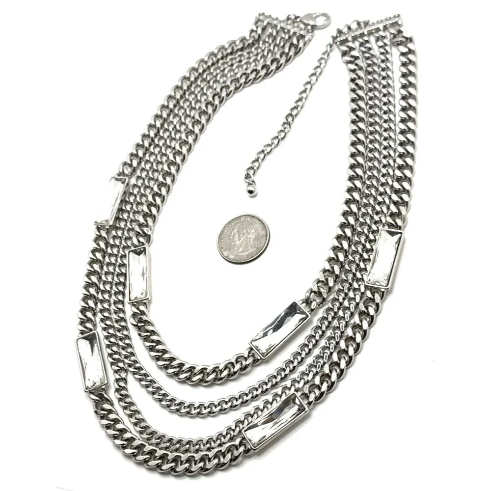 NWOT Lee Angel Neiman Marcus Crystal Multi Strand Station Necklace Statement 20